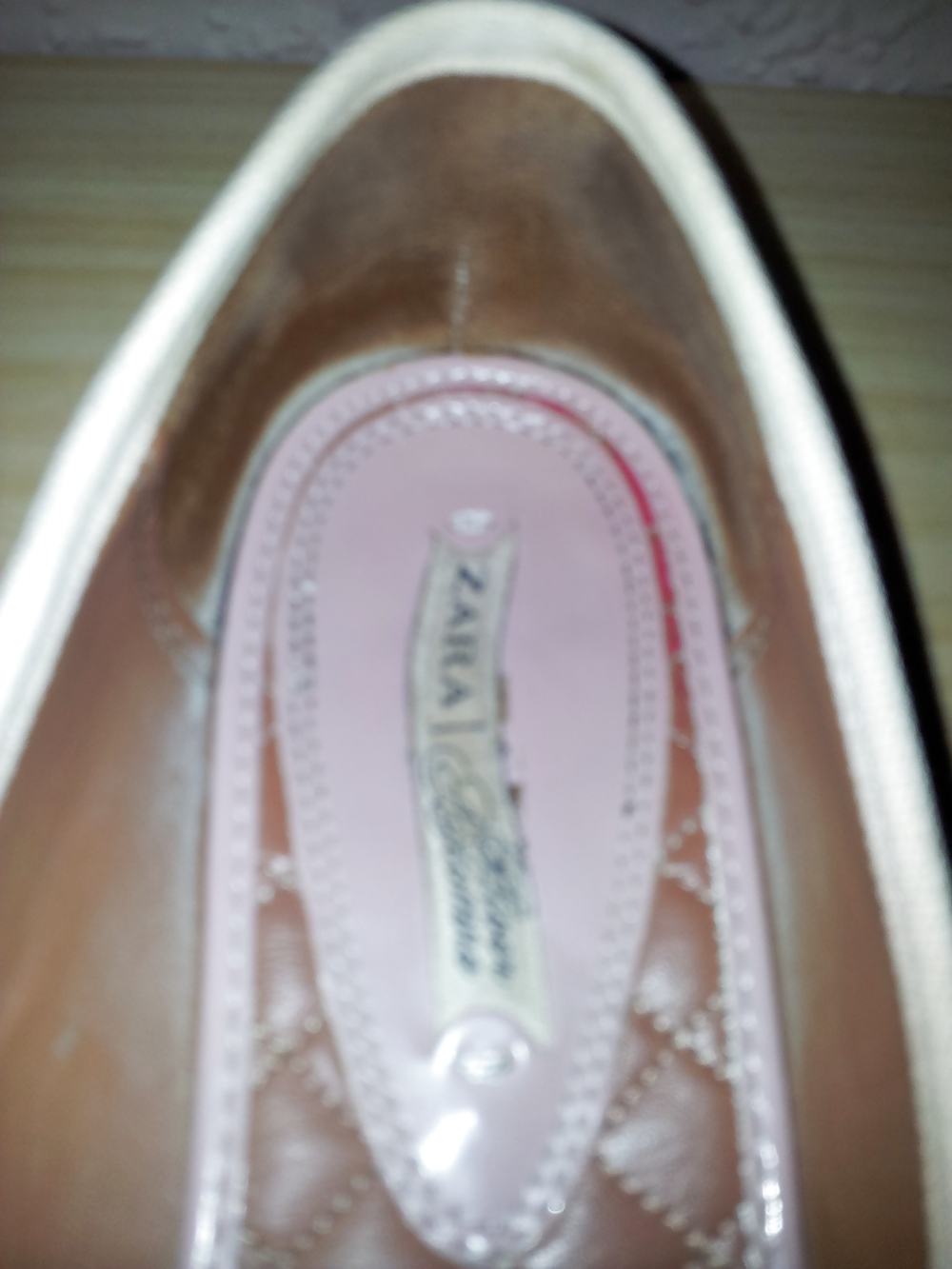 Wifes well worn nude lack Ballerinas flats shoes2 #19093402