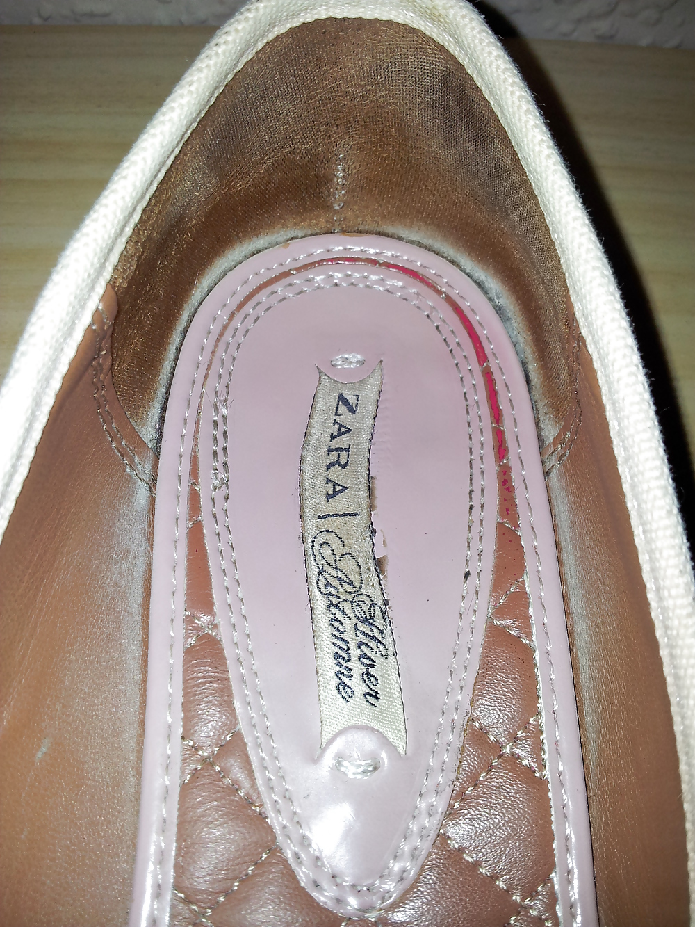 Wifes well worn nude lack Ballerinas flats shoes2 #19093415