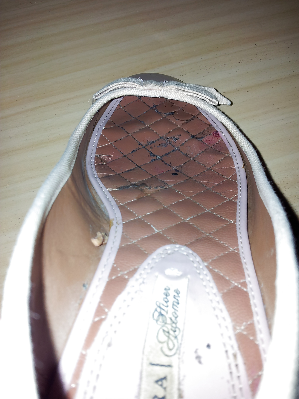 Wifes well worn nude lack Ballerinas flats shoes2 #19093453
