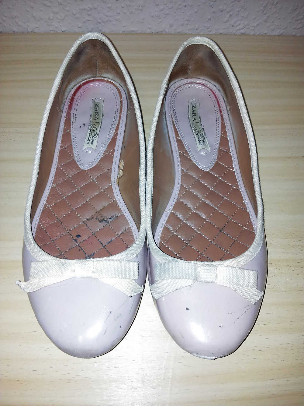 Wifes well worn nude lack Ballerinas flats shoes2 #19093492