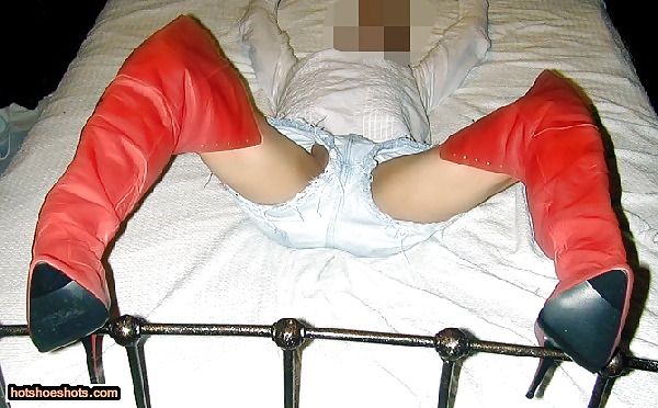 My Soft Red Leather Thigh Boots #14658727