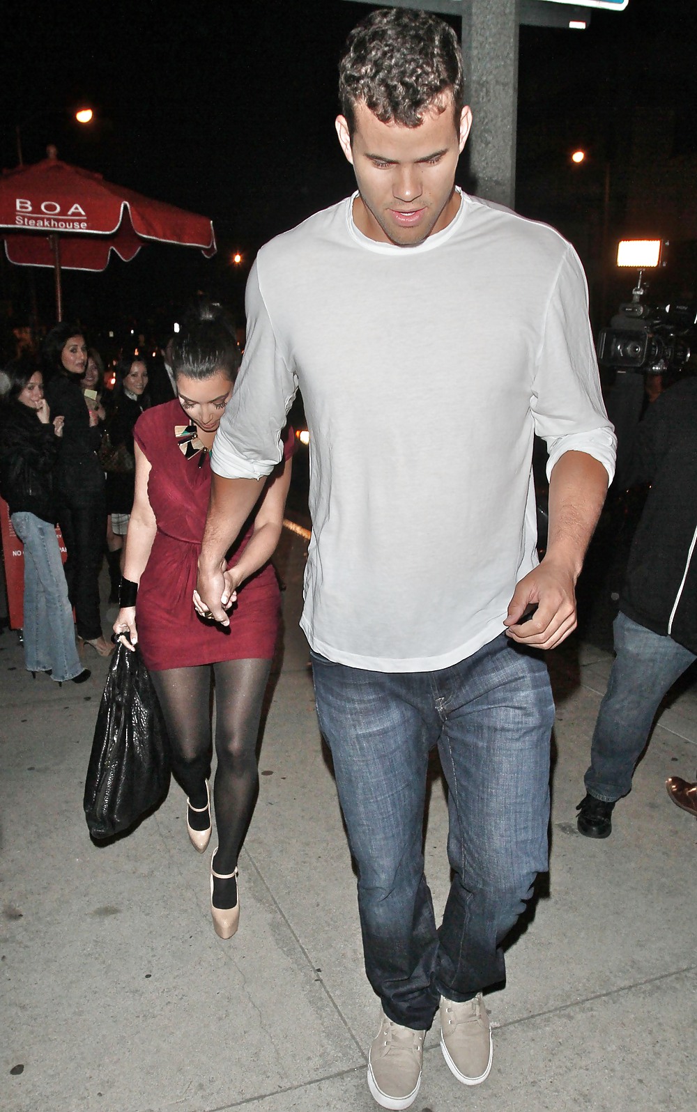 Kim Kardashian in dressstockings out for dinner in LA #3874732