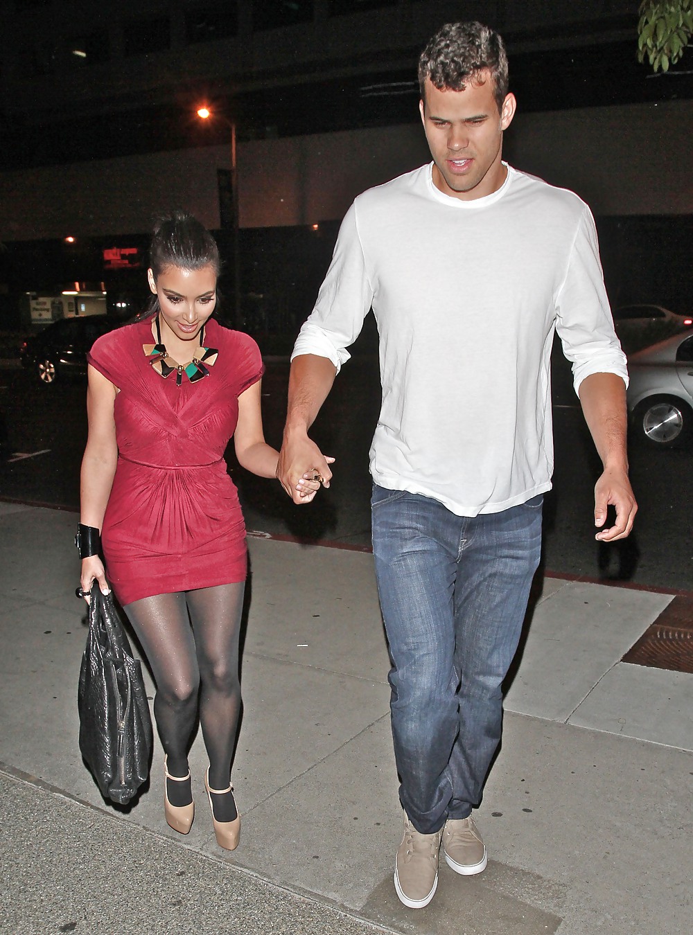 Kim Kardashian in dressstockings out for dinner in LA #3874787