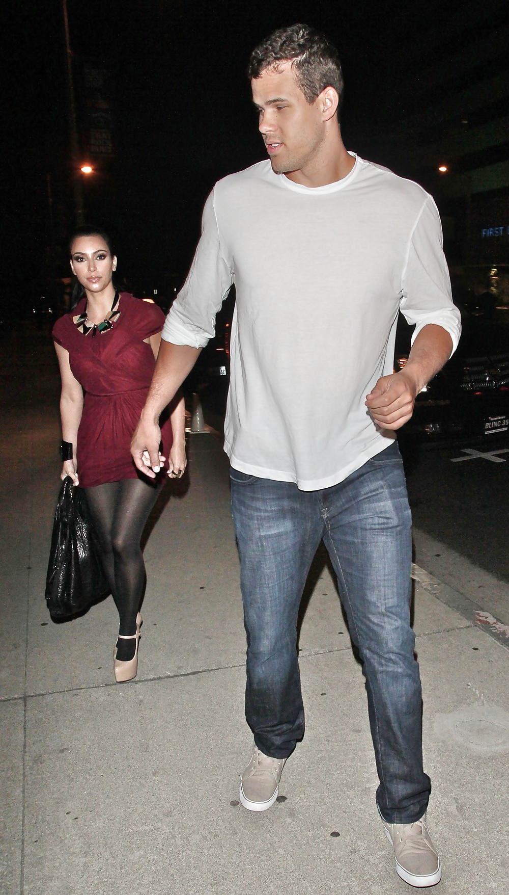 Kim Kardashian in dressstockings out for dinner in LA #3874868