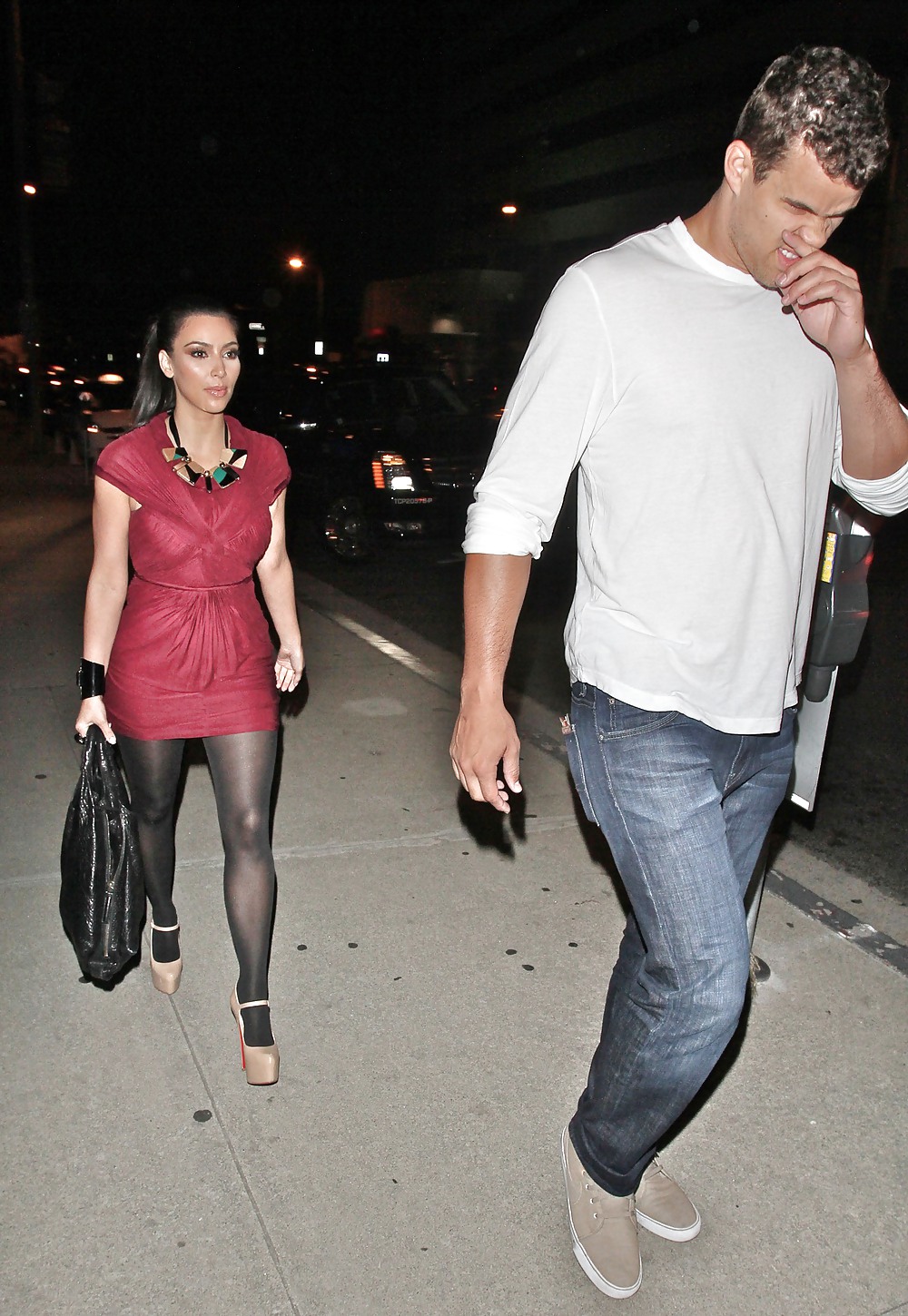 Kim Kardashian in dressstockings out for dinner in LA #3874882