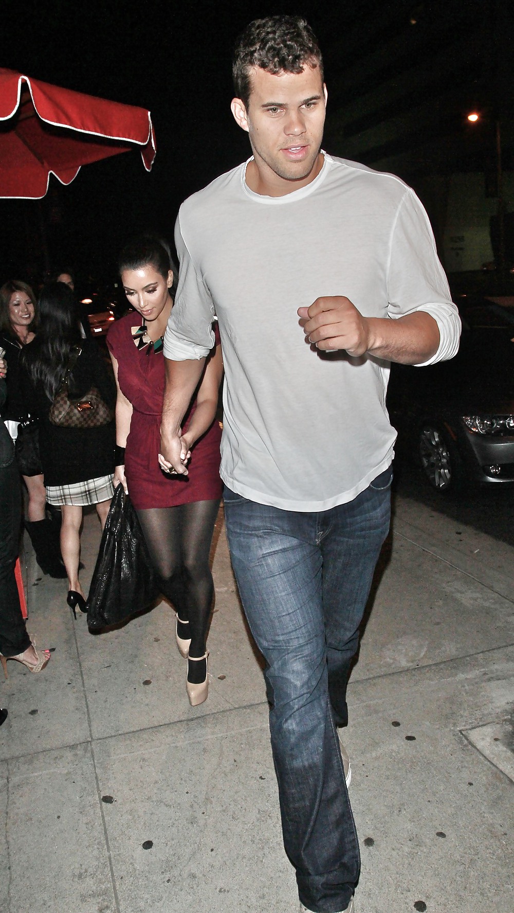 Kim Kardashian in dressstockings out for dinner in LA #3874985