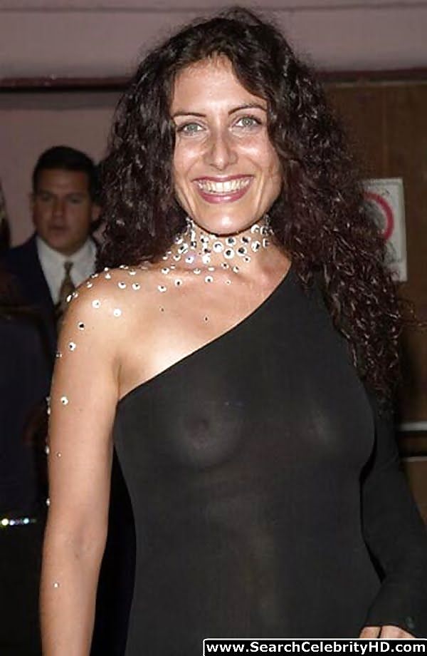 Lisa Edelstein Braless In Revealing See-Through Dress #13436506