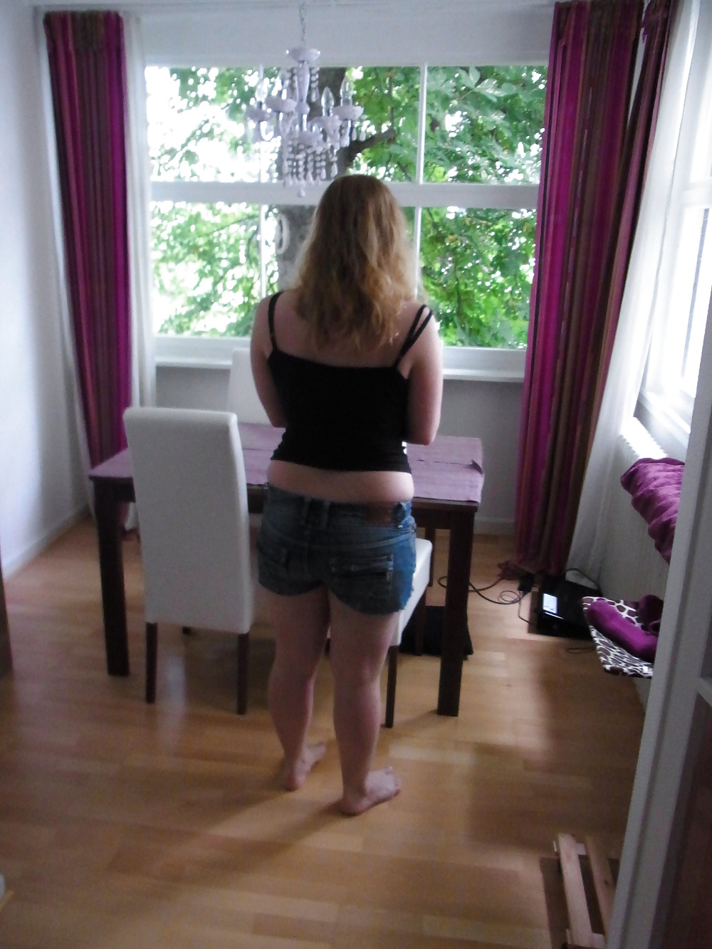 Chubby redhead Part4 in Hotpants and showing her saggy tits #11689057