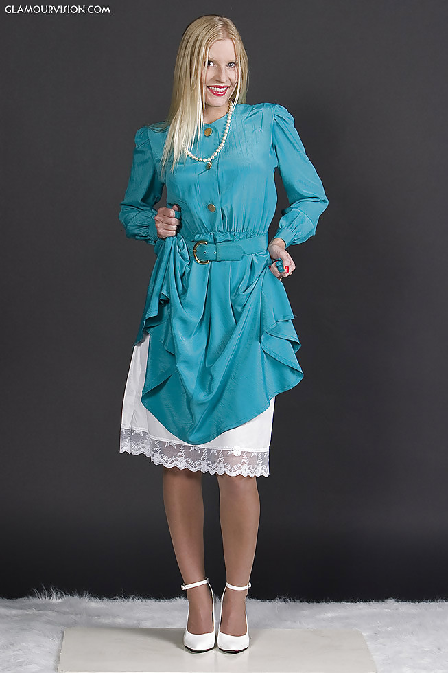 Blue Dress & White Half Slip #18729913