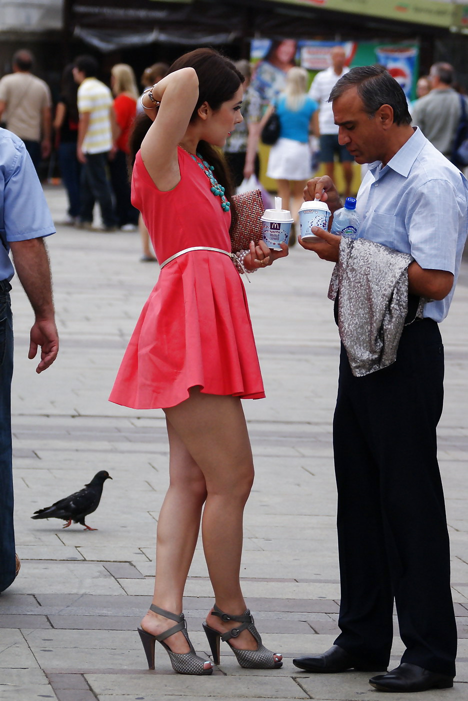 Amateur Hot  Babes  Wearing Mini Skirt in Public  #7746354