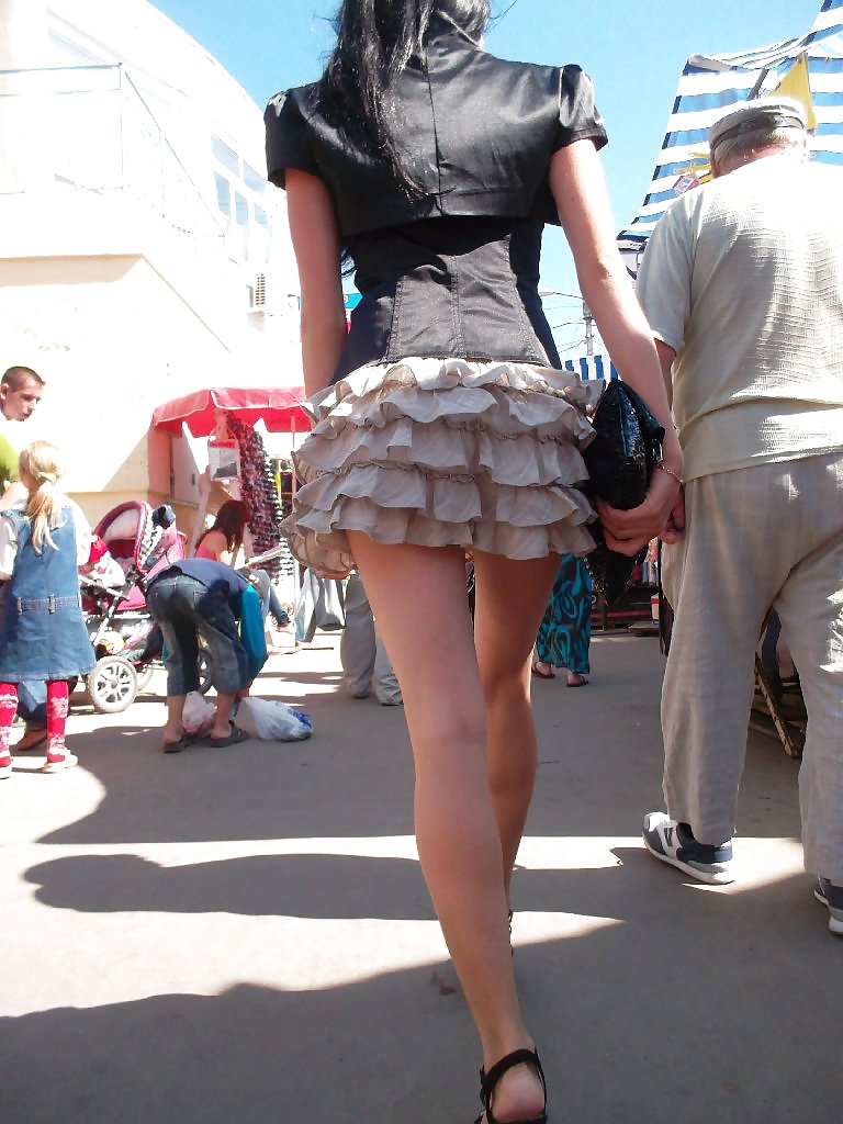 Amateur Hot  Babes  Wearing Mini Skirt in Public  #7746438