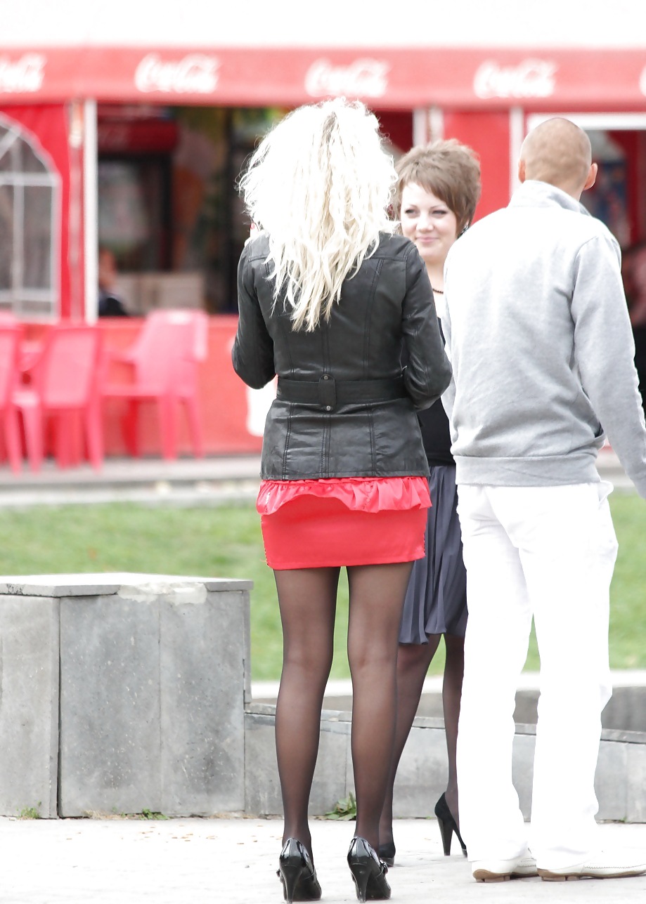 Amateur Hot  Babes  Wearing Mini Skirt in Public  #7746515