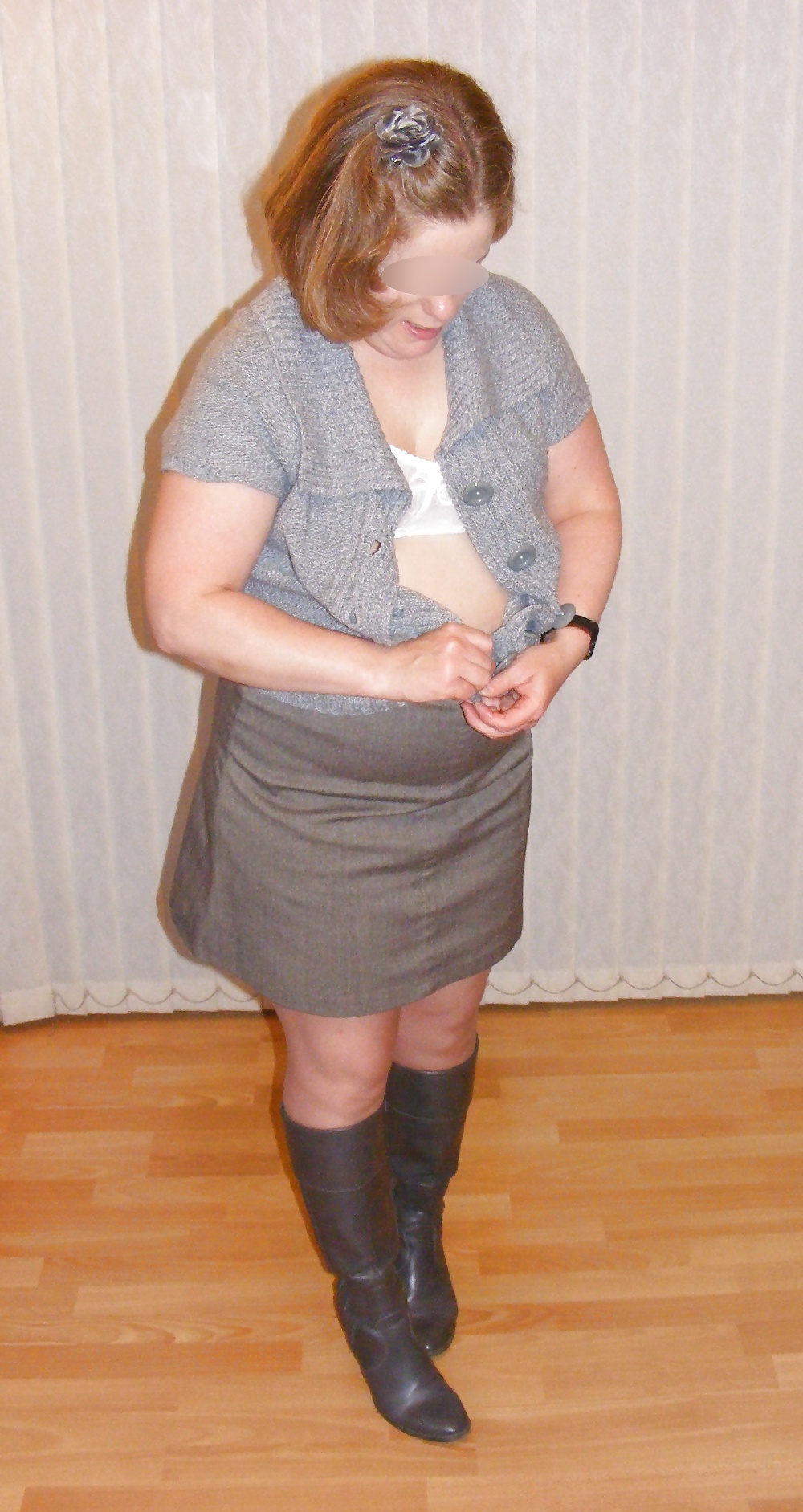Slutty secretary in girdle, stockings, and boots #17413360