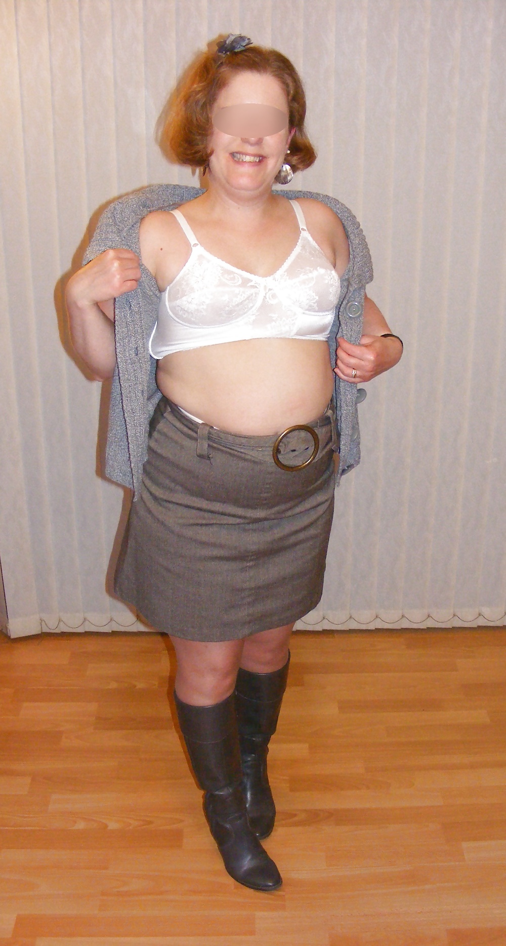 Slutty secretary in girdle, stockings, and boots #17413368