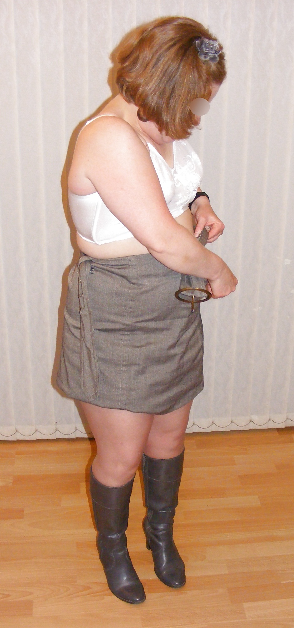 Slutty secretary in girdle, stockings, and boots #17413456