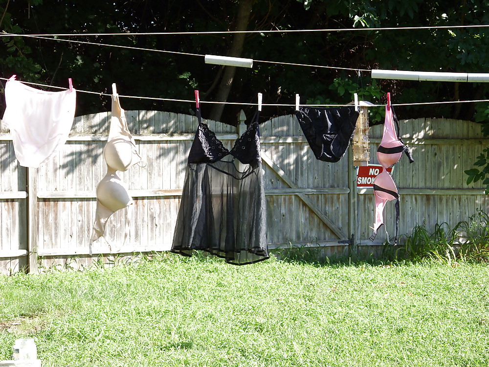 LINGERIE ON THE LINE FOR THE NEIGHBORS TO SEE. #6373072