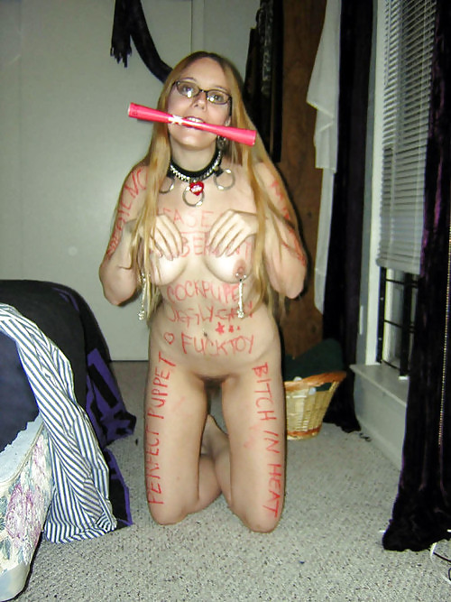 Slut writings on whore to humiliate them #19346373