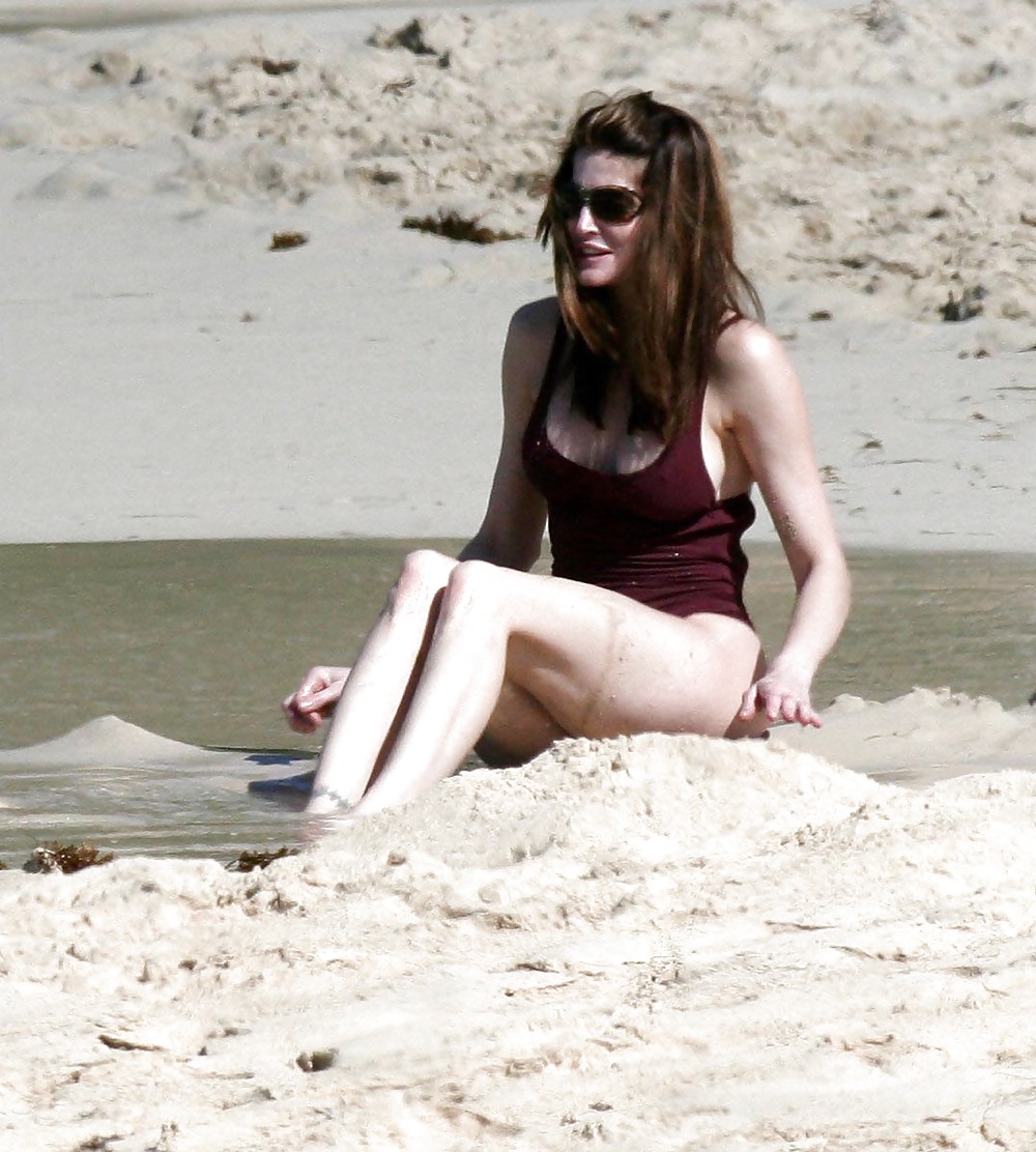 Stephanie Seymour En Bikini Sur La Plage De Flamands à R. Barts #3542205