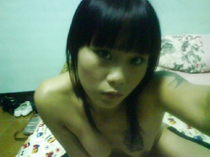 Tattooed asian girl takes pictures of her small breasts #4173271