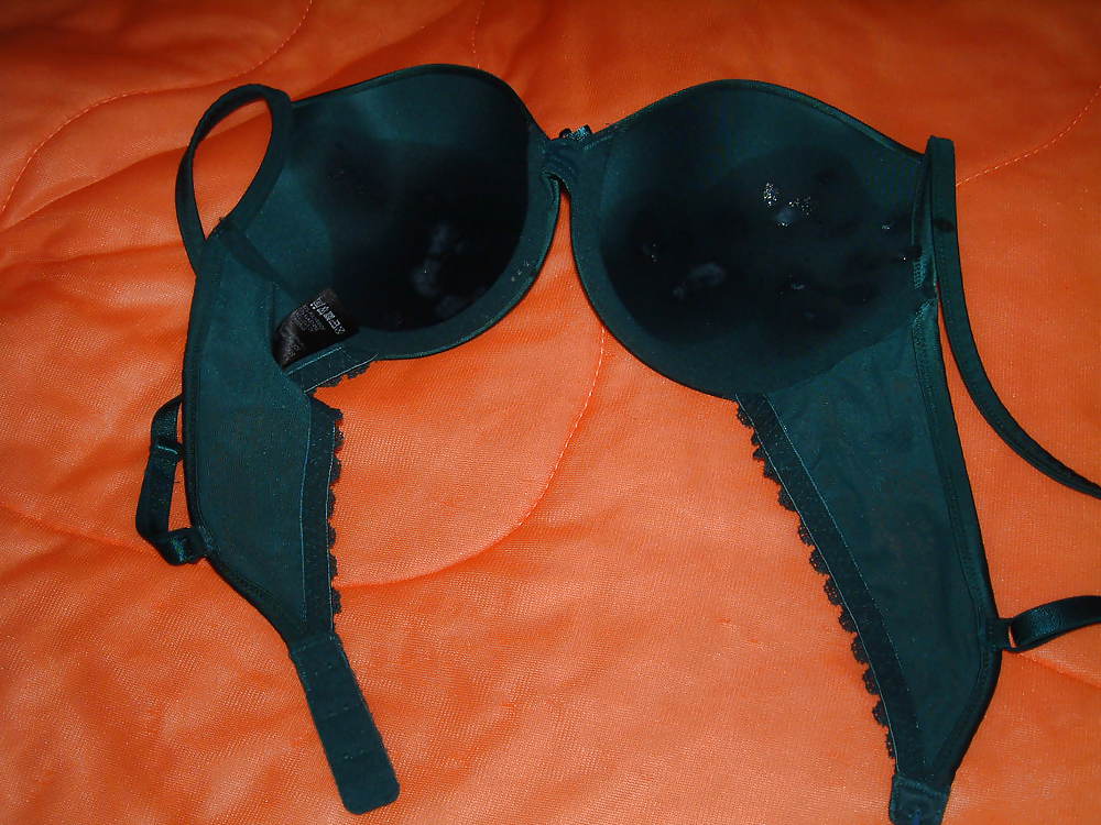 Green Satin Bra Cum 1 #18796195