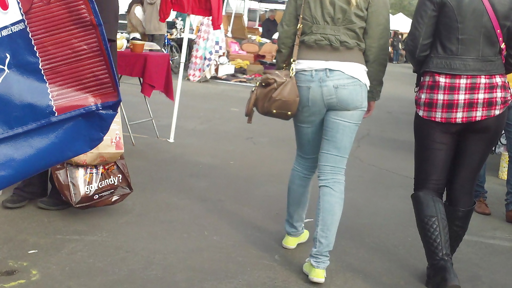 Sexy teen butt & ass in blue jeans & yellow shoes #7402502