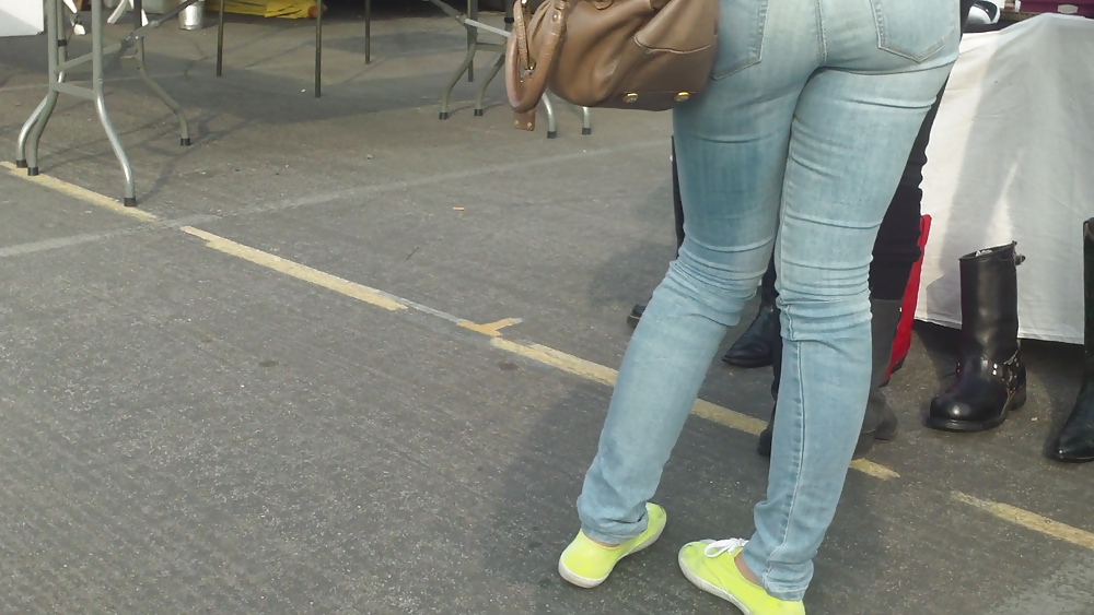 Sexy teen butt & ass in blue jeans & yellow shoes #7402710