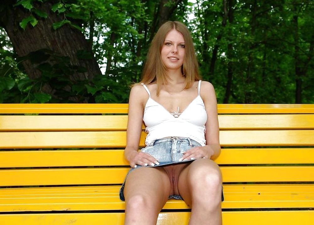 Upskirts on a bench - N. C.  #10343791