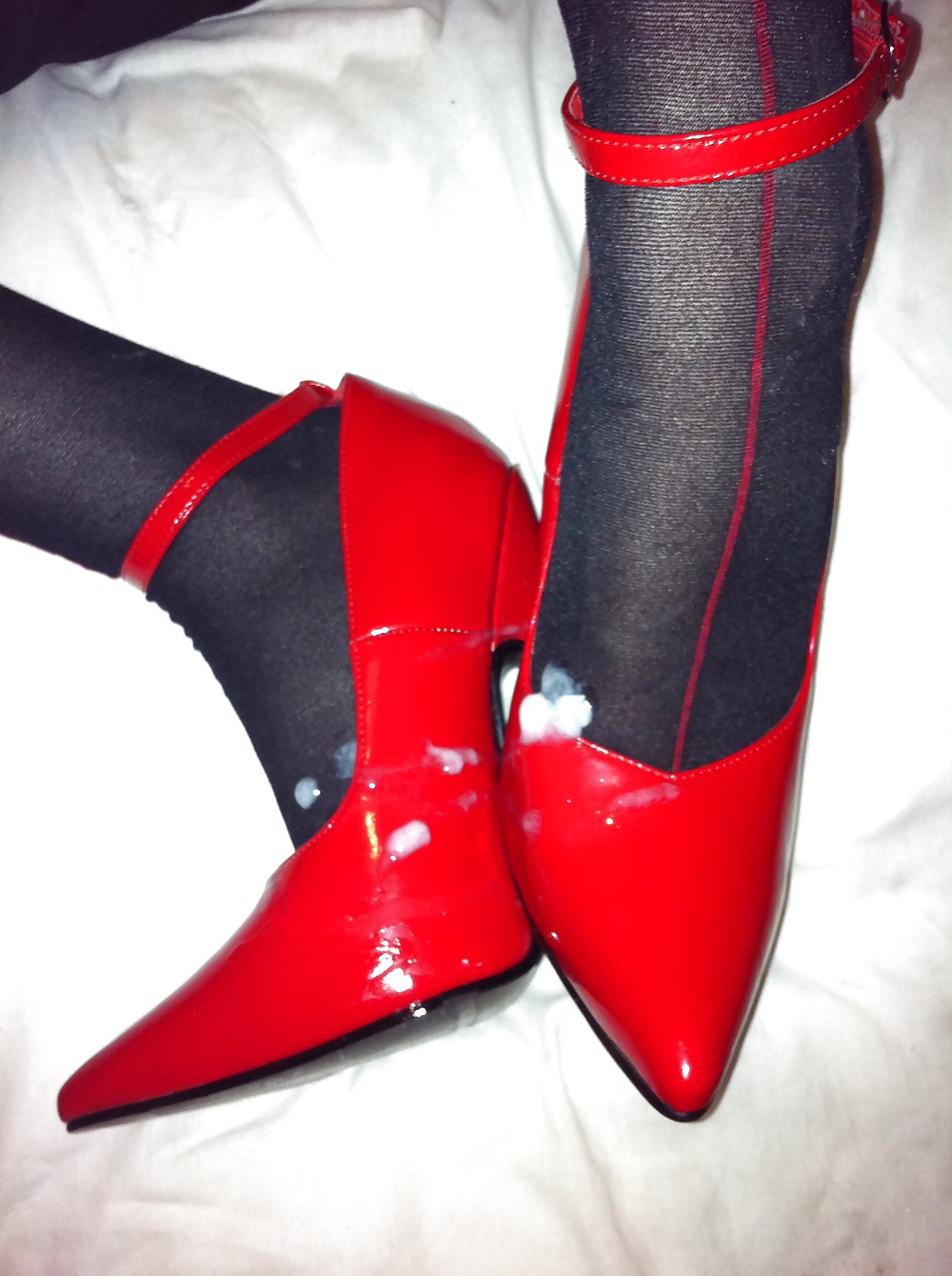 Hubby Spunks On My Red 6 Inch Heels #7528117