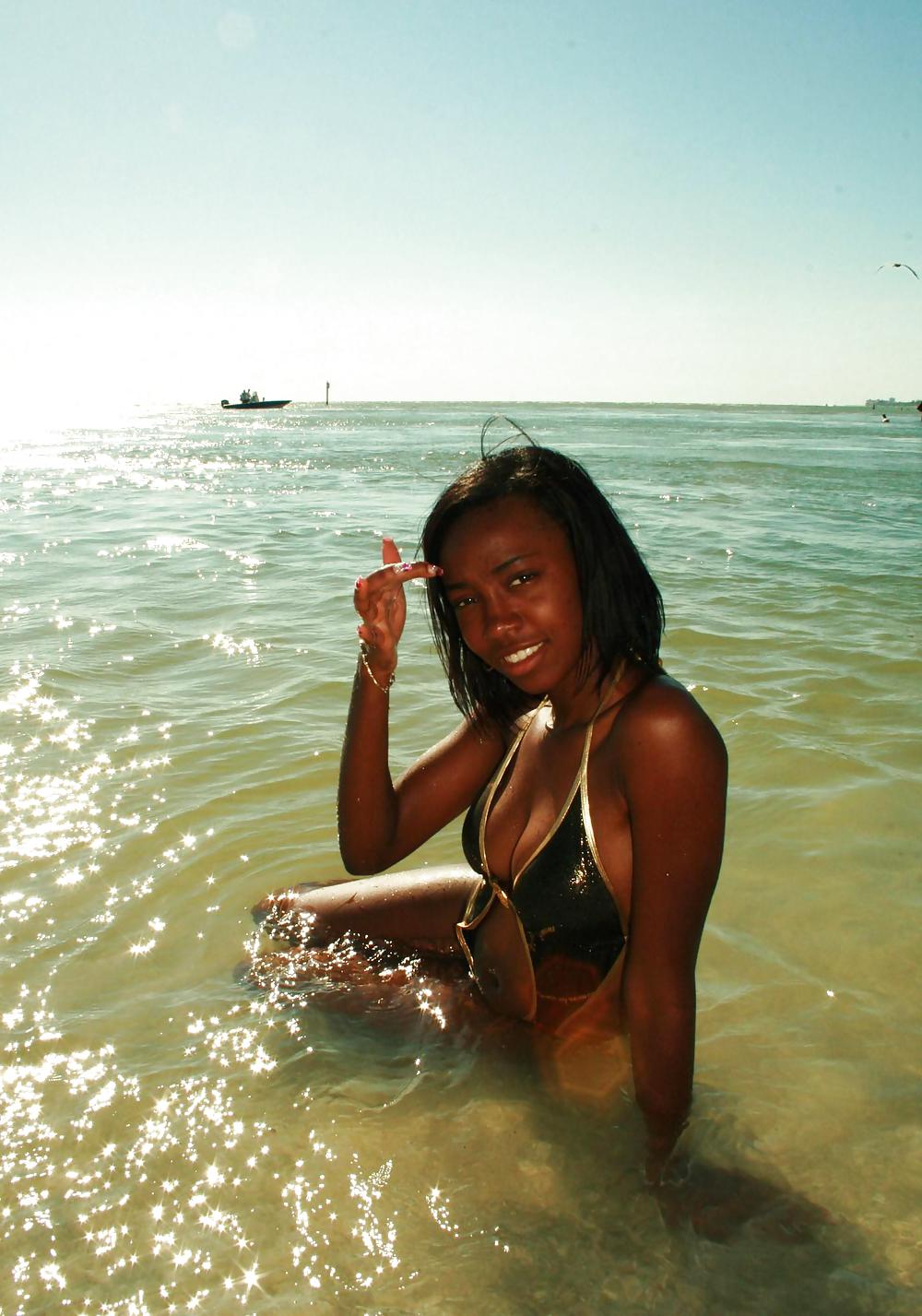 CUTE BLACK TEENS ON THE BEACH I #8002445