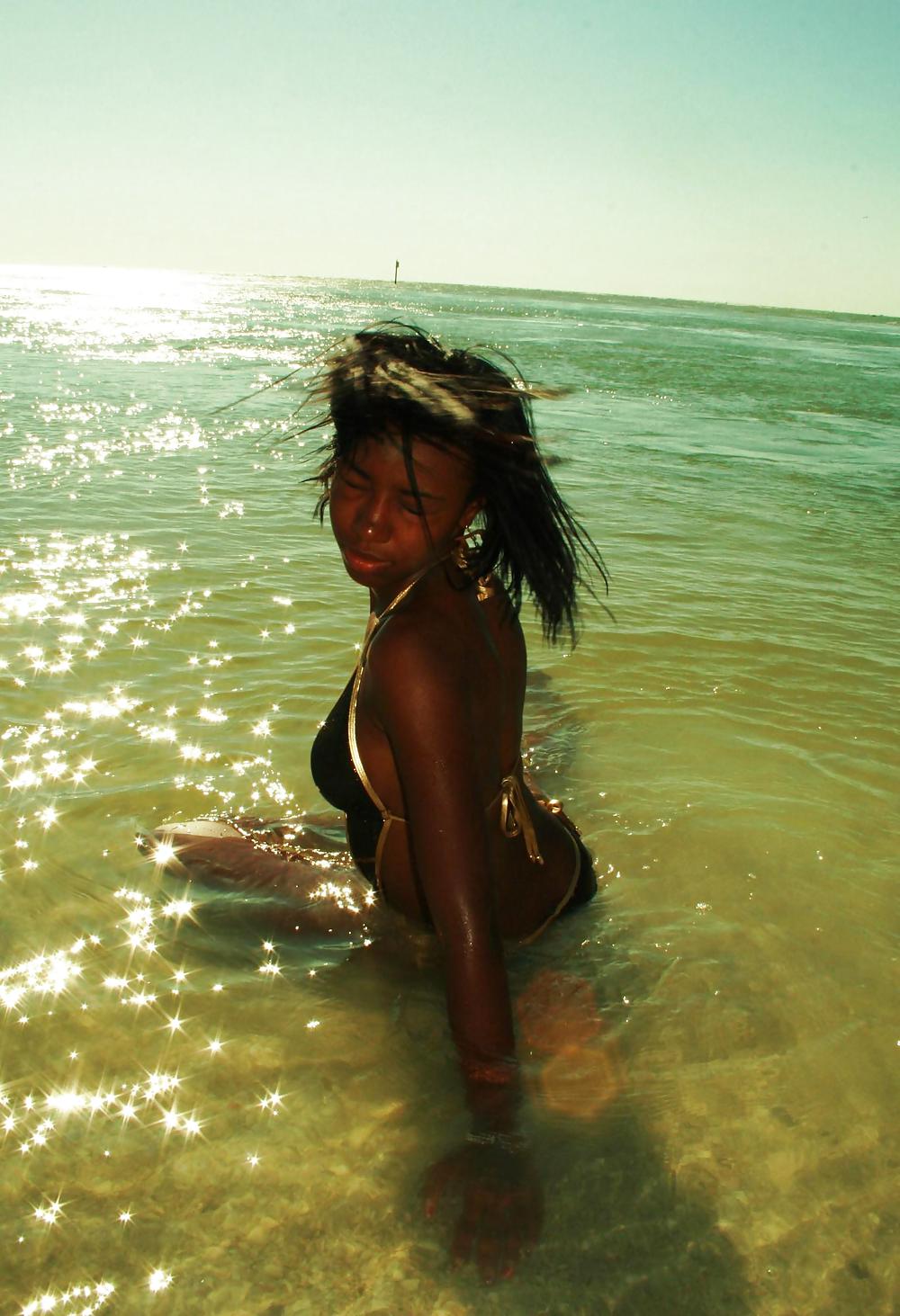 CUTE BLACK TEENS ON THE BEACH I #8002842