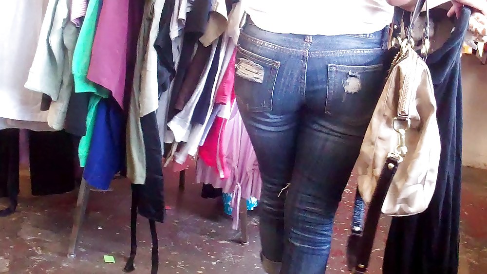 Butts & Ass in blue jeans looking tight #5922405