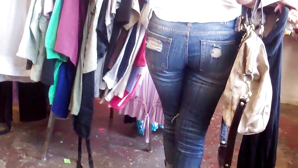 Butts & Ass in blue jeans looking tight #5922428