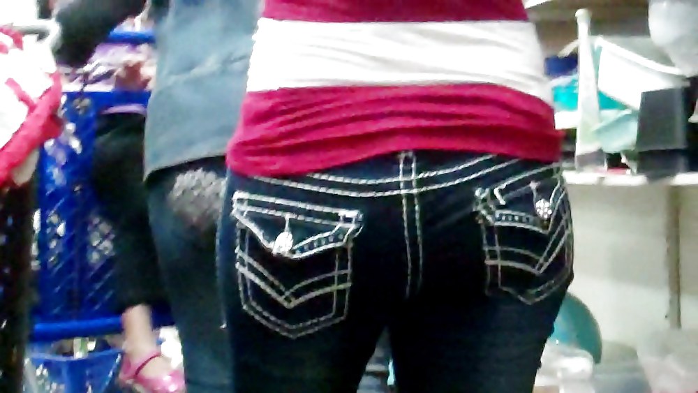 Butts & Ass in blue jeans looking tight #5923109