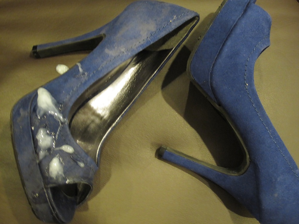 Blue Suede High Heel Shoes #3977154