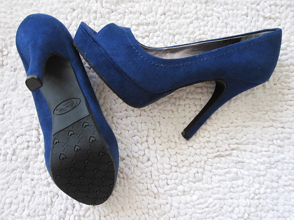 Daim Bleu Chaussures à Talons Hauts #3977310