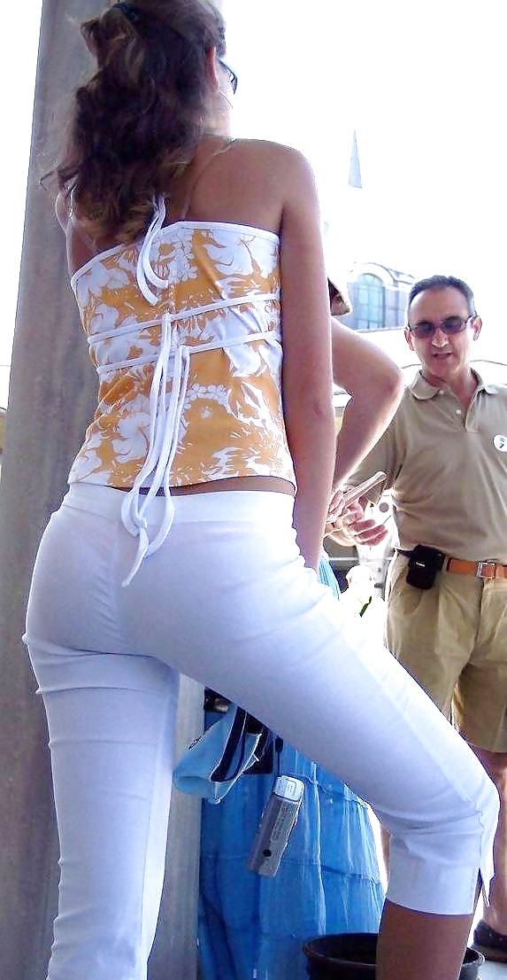 Candid Wives In White Pants VPL #18095519