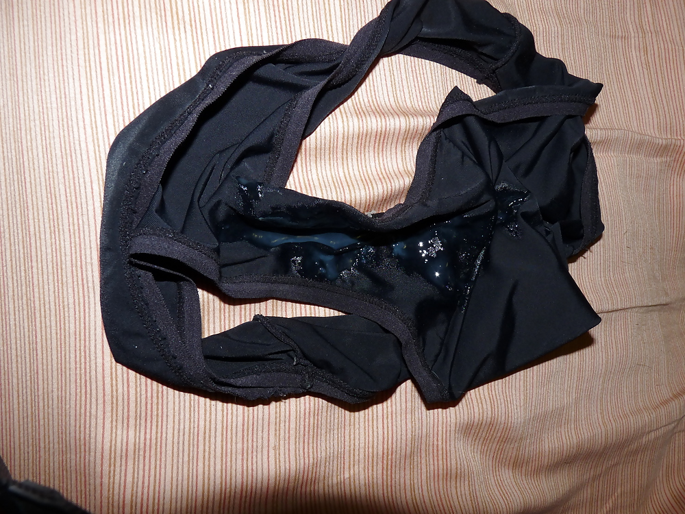 My wad on black satin panties #18560801