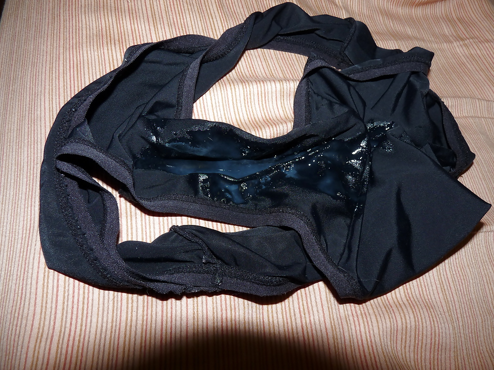 My wad on black satin panties #18560812