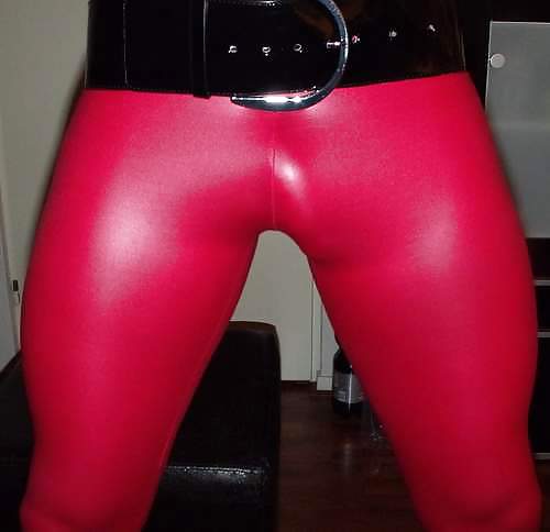 My red tight shiny leggins #18371579