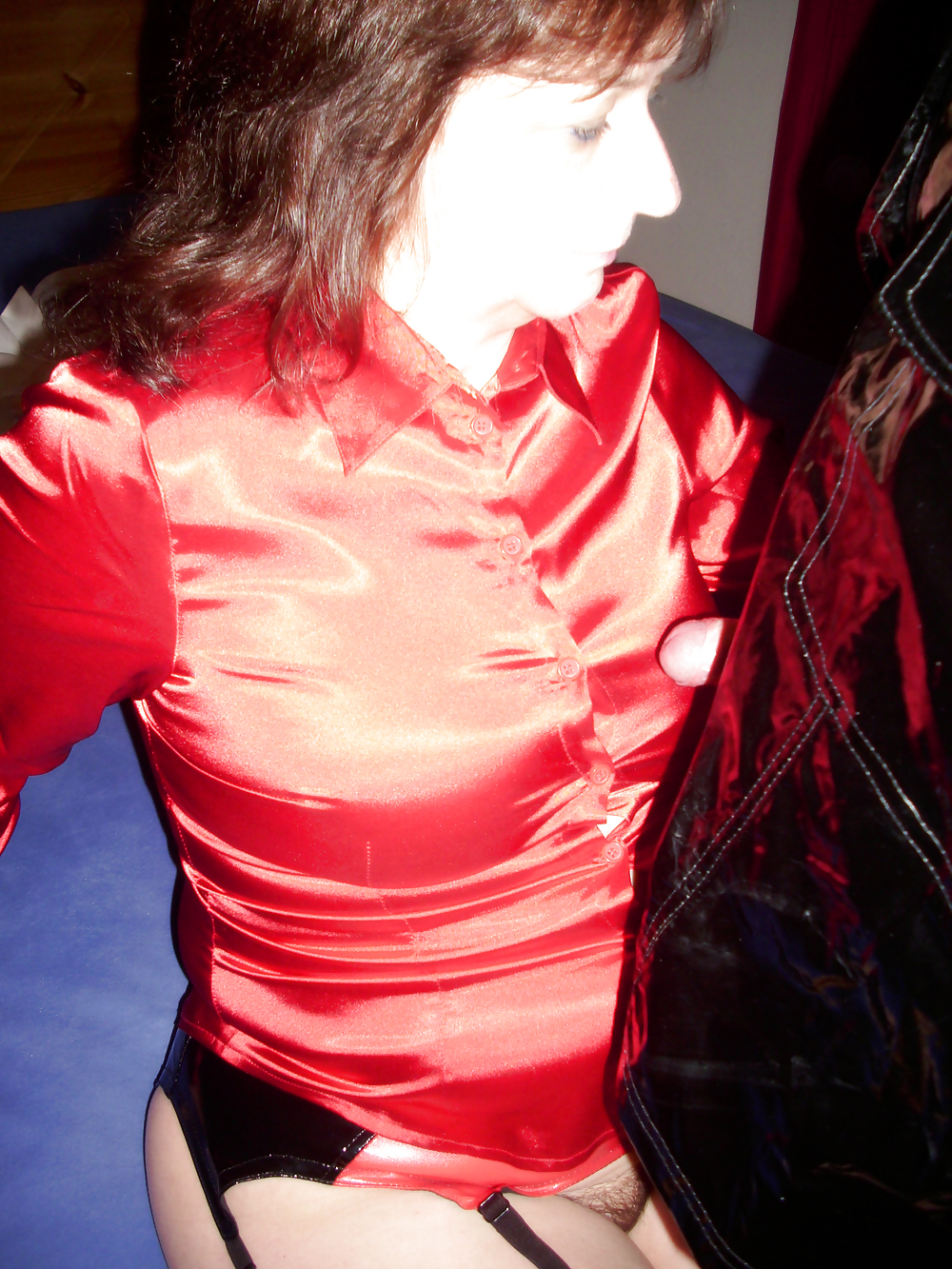 Satin Blouse fun with Crossdresser #22326083