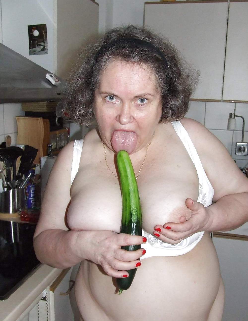 Granny with cucumber