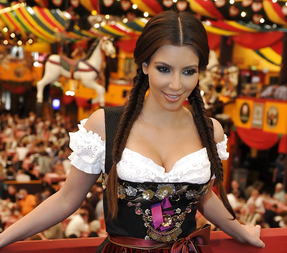 Kim Kardashian in a traditional dress for oktoberfest #3780273