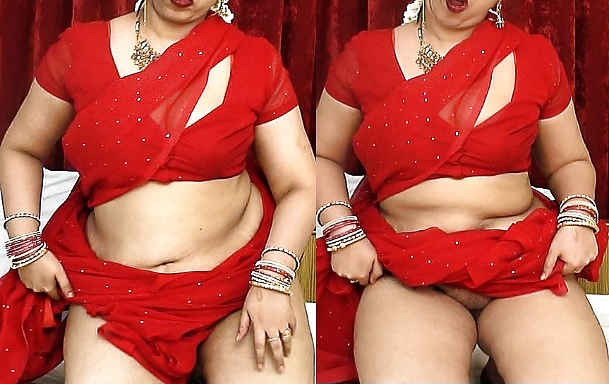 Indische Frau In Rot Saree Ausgesetzt #2091907