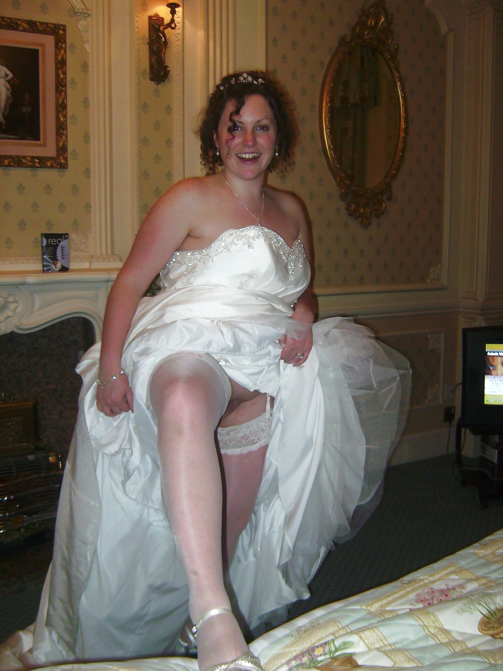 BRIDES wedding white panties voyeur married young #21492450