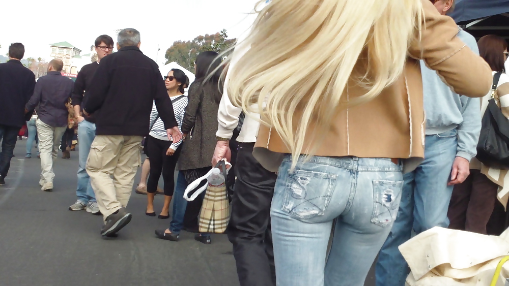 Teen butts & ass in jeans up close in public #8532871