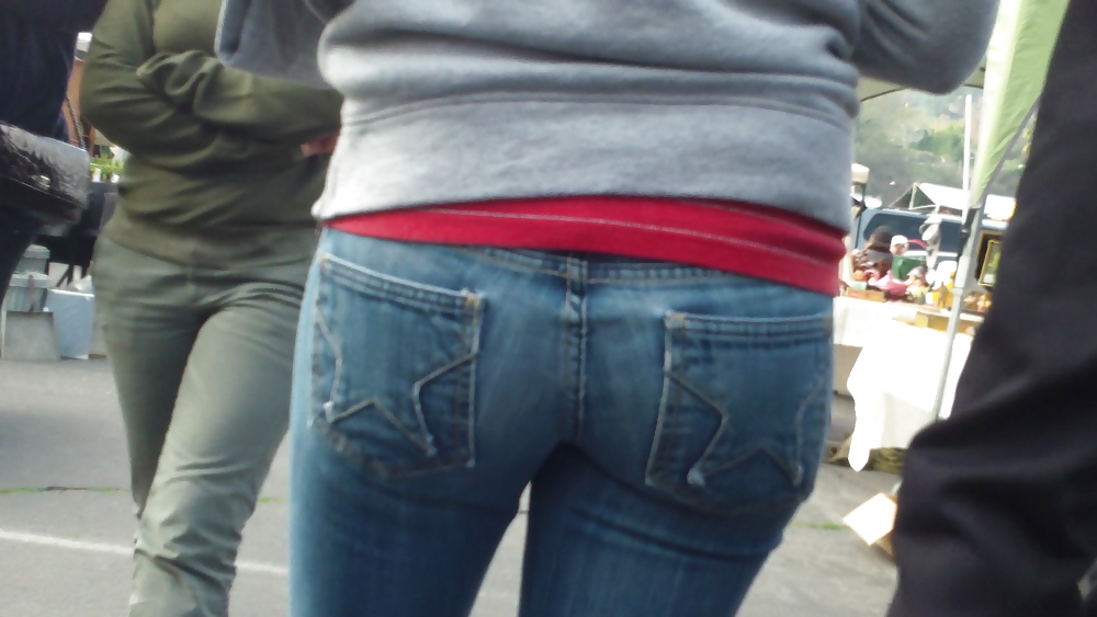 Teen butts & ass in jeans up close in public #8532886