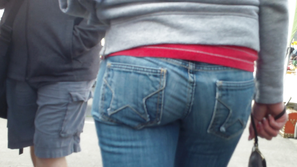 Teen butts & ass in jeans up close in public #8532940