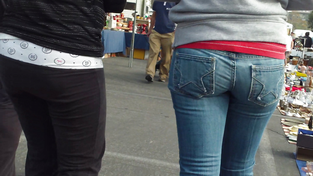 Teen butts & ass in jeans up close in public #8532994