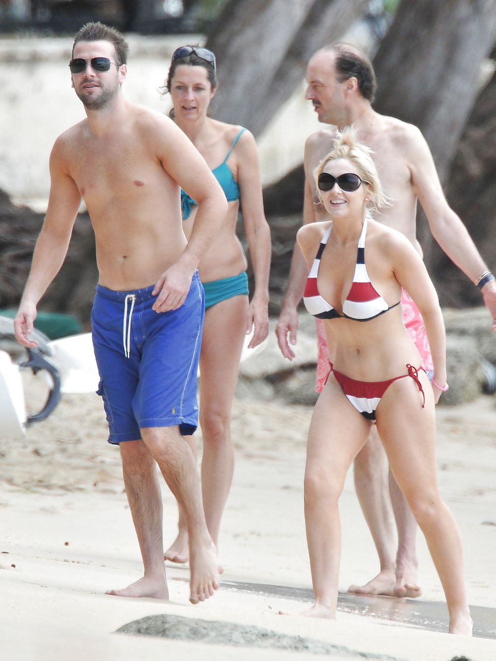 Gemma Merna Playing at the Beach in a Red and White Bikini #4797351