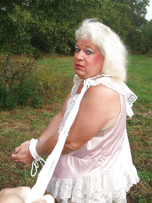 Sissy male pansy tied to a tree in public #3682593